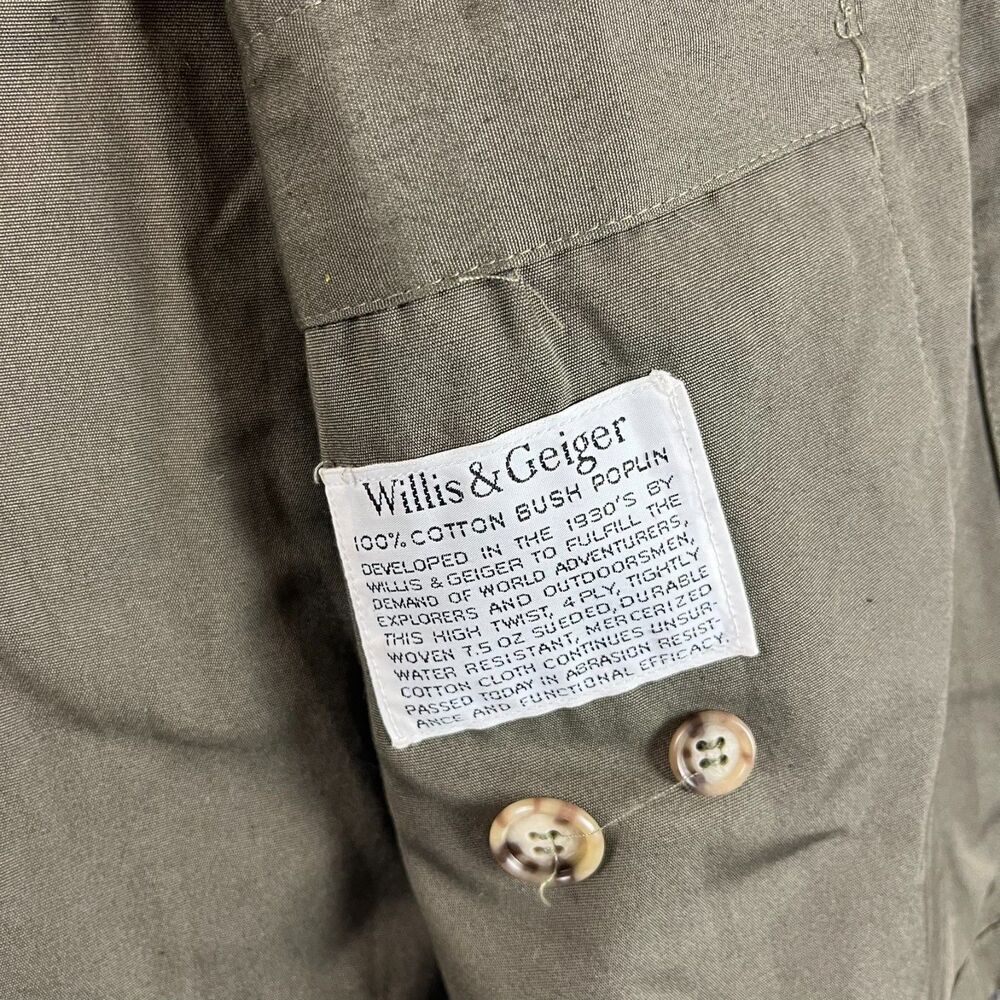 Vtg Willis & Geiger Safari Hemingway Belted Button Up Bush Poplin XL/XXL* - Picture 9 of 12